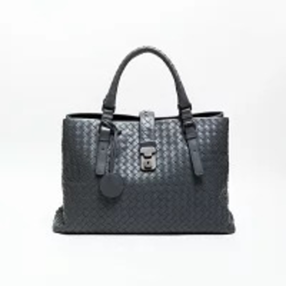 Bottega Veneta Intrecciato Roma Handbag Gray